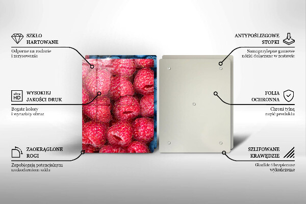 Skleněné krájecí prkénko Plody maliny a borůvky