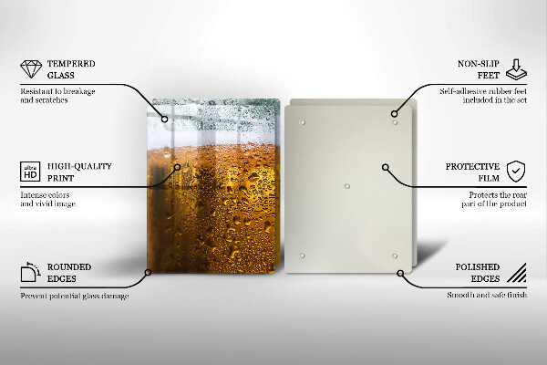 Skleněné krájecí prkénko Mokrá sklenice piva