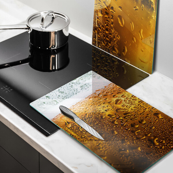 Skleněné krájecí prkénko Mokrá sklenice piva