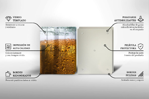 Skleněné krájecí prkénko Mokrá sklenice piva