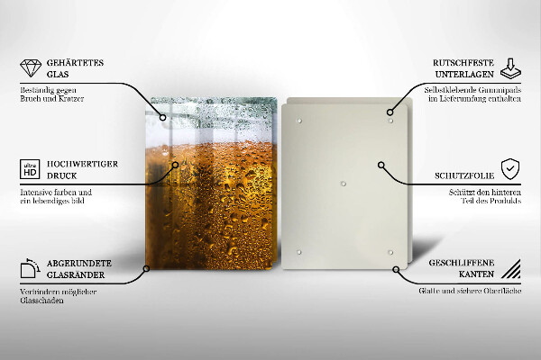 Skleněné krájecí prkénko Mokrá sklenice piva