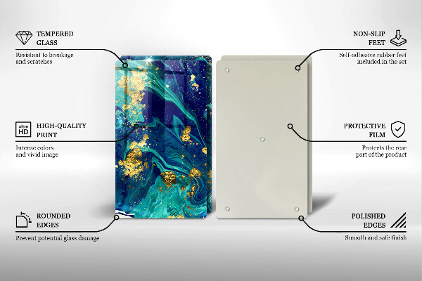 Skleněná krájecí deska Abstrakce se zlatem