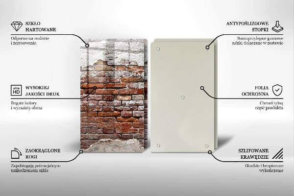 Skleněná krájecí deska Staré cihlové a betonové zdi