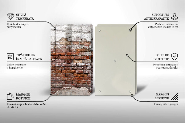 Skleněná krájecí deska Staré cihlové a betonové zdi