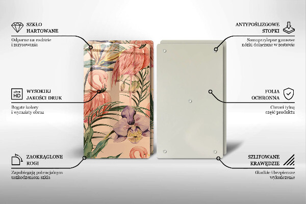 Skleněná krájecí deska Plameňáci ilustrace