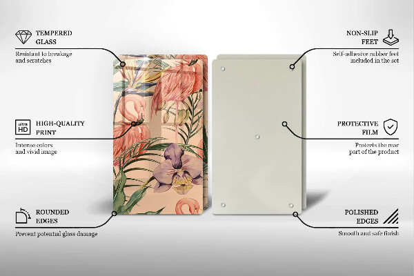 Skleněná krájecí deska Plameňáci ilustrace