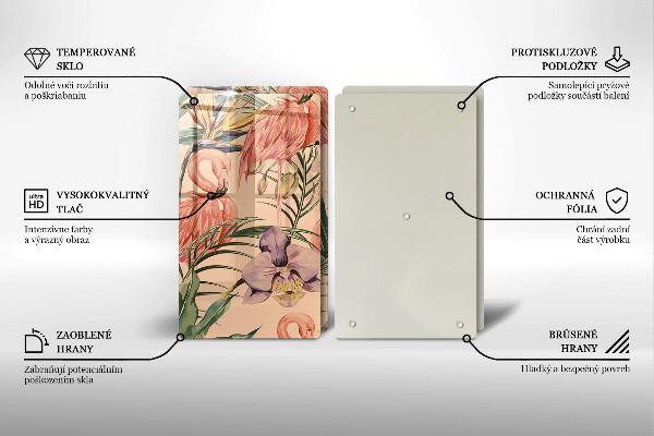 Skleněná krájecí deska Plameňáci ilustrace