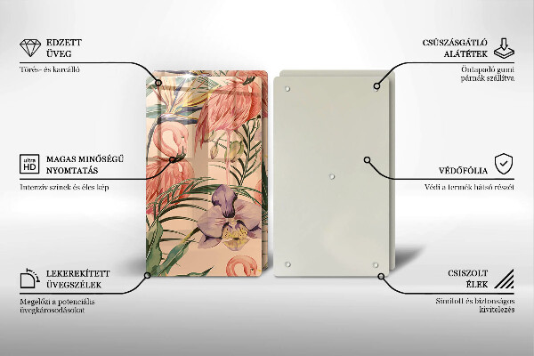 Skleněná krájecí deska Plameňáci ilustrace