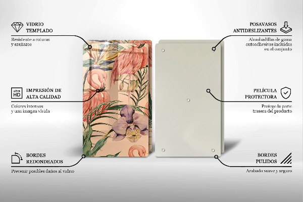 Skleněná krájecí deska Plameňáci ilustrace