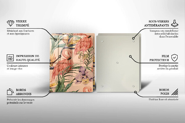 Skleněná krájecí deska Plameňáci ilustrace