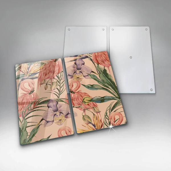 Skleněná krájecí deska Plameňáci ilustrace