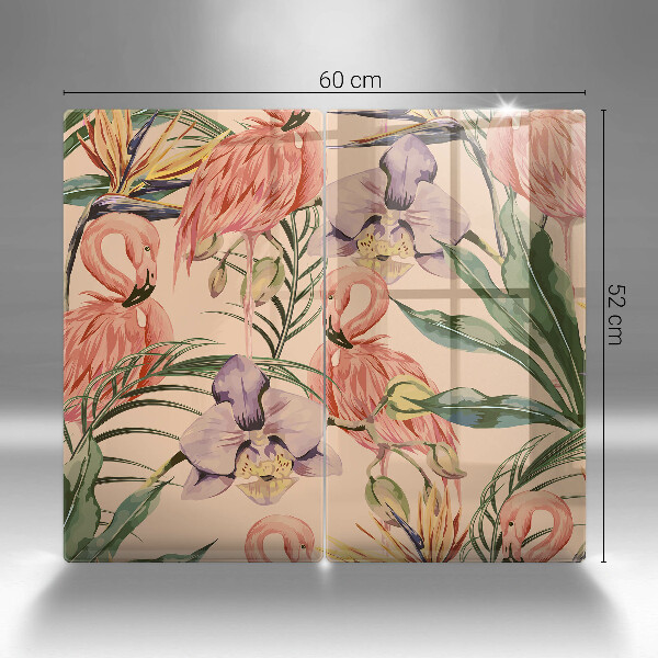 Skleněná krájecí deska Plameňáci ilustrace