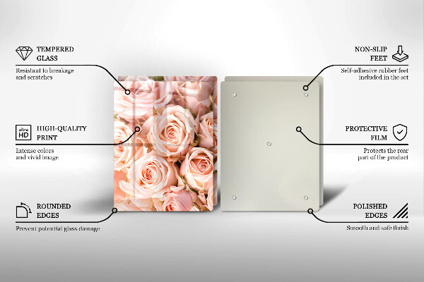 Skleněná krájecí deska Kytice jemných růží