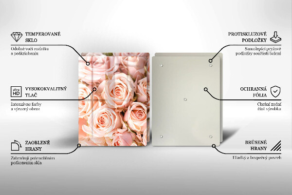 Skleněná krájecí deska Kytice jemných růží