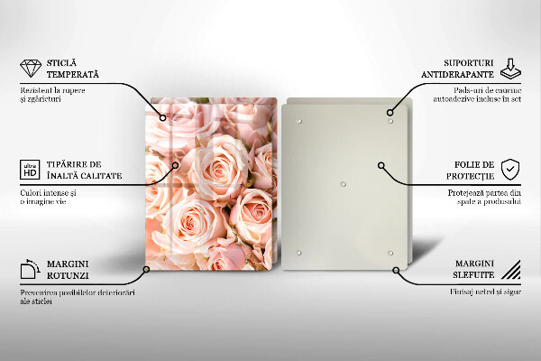 Skleněná krájecí deska Kytice jemných růží