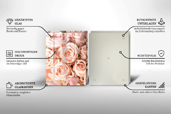 Skleněná krájecí deska Kytice jemných růží