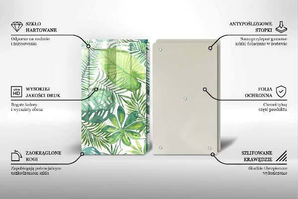 Skleněná krájecí deska Akvarel boho listy