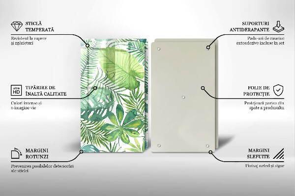 Skleněná krájecí deska Akvarel boho listy