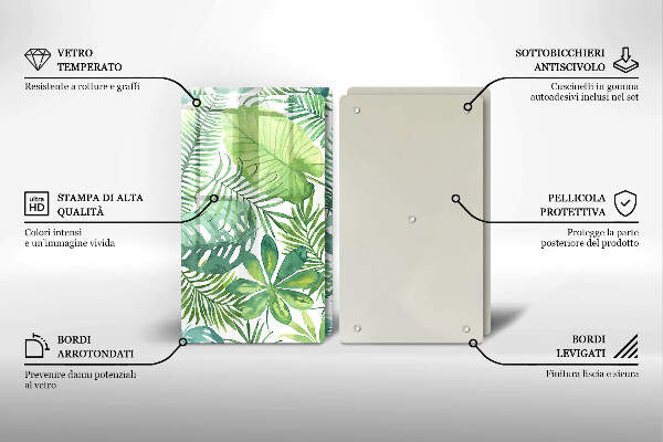 Skleněná krájecí deska Akvarel boho listy