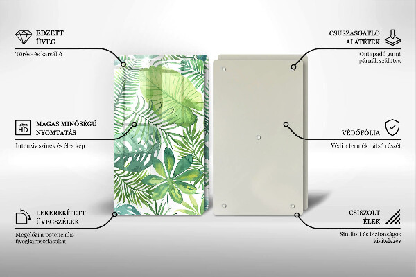 Skleněná krájecí deska Akvarel boho listy