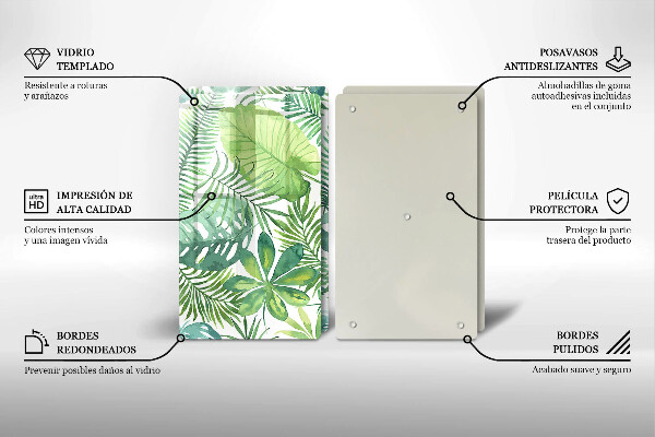 Skleněná krájecí deska Akvarel boho listy