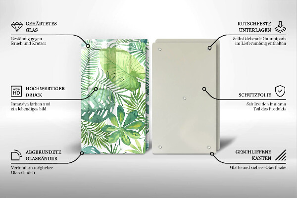 Skleněná krájecí deska Akvarel boho listy