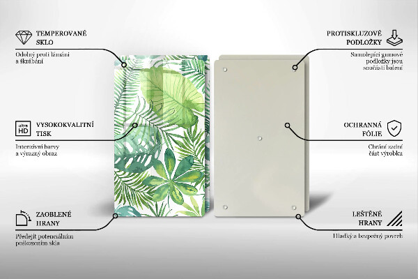 Skleněná krájecí deska Akvarel boho listy