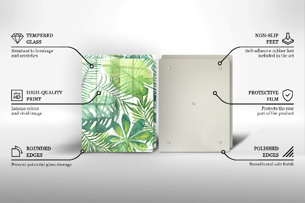 Skleněná krájecí deska Akvarel boho listy