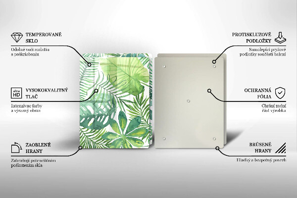 Skleněná krájecí deska Akvarel boho listy