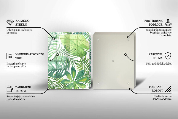 Skleněná krájecí deska Akvarel boho listy