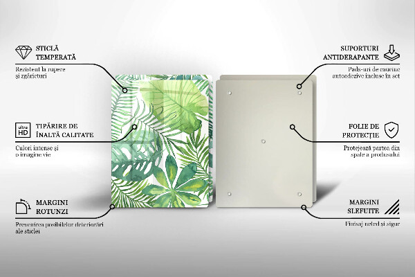 Skleněná krájecí deska Akvarel boho listy