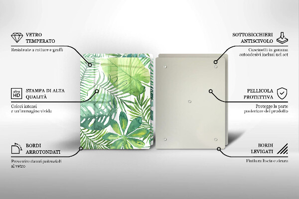 Skleněná krájecí deska Akvarel boho listy