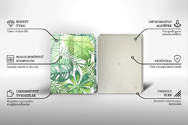 Skleněná krájecí deska Akvarel boho listy