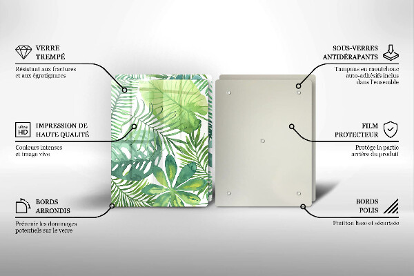 Skleněná krájecí deska Akvarel boho listy