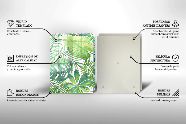 Skleněná krájecí deska Akvarel boho listy