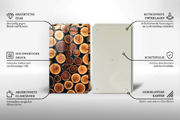 Skleněná krájecí deska Dřevěné pařezy