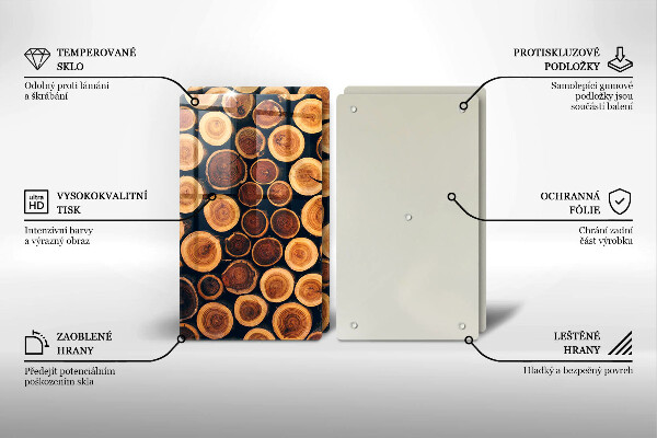 Skleněná krájecí deska Dřevěné pařezy