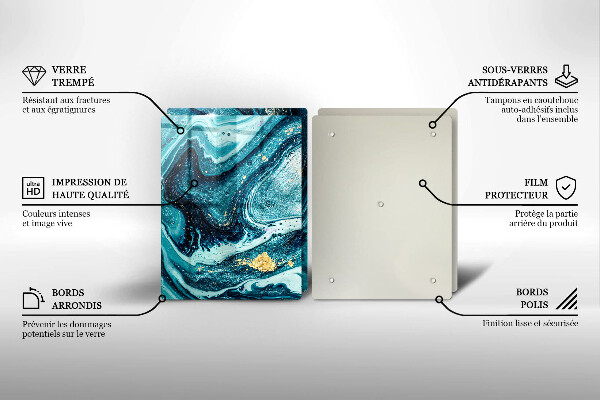 Skleněné krájecí prkénko Modré zlato abstrakce