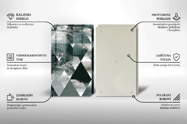 Skleněná krájecí deska Trojúhelníky a voda