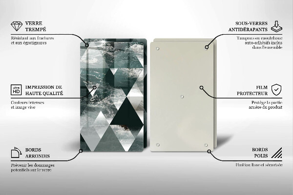 Skleněná krájecí deska Trojúhelníky a voda