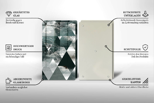 Skleněná krájecí deska Trojúhelníky a voda