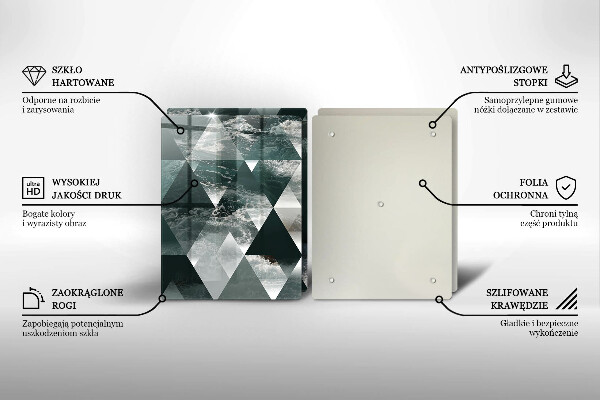 Skleněná krájecí deska Trojúhelníky a voda