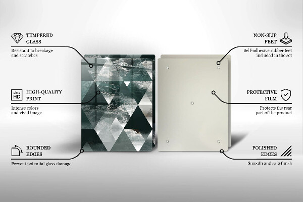 Skleněná krájecí deska Trojúhelníky a voda