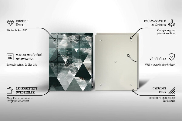 Skleněná krájecí deska Trojúhelníky a voda