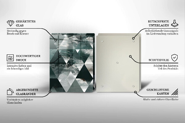 Skleněná krájecí deska Trojúhelníky a voda