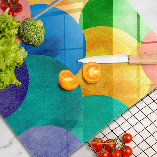 Skleněná krájecí deska Barevné kruhy