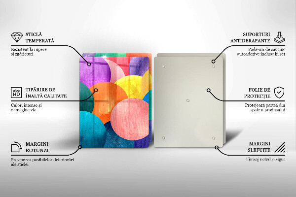 Skleněná krájecí deska Barevné kruhy