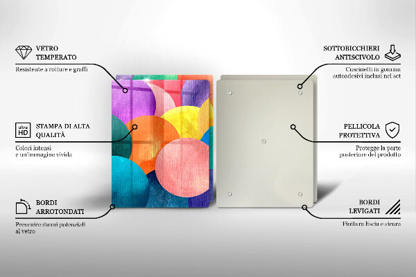 Skleněná krájecí deska Barevné kruhy