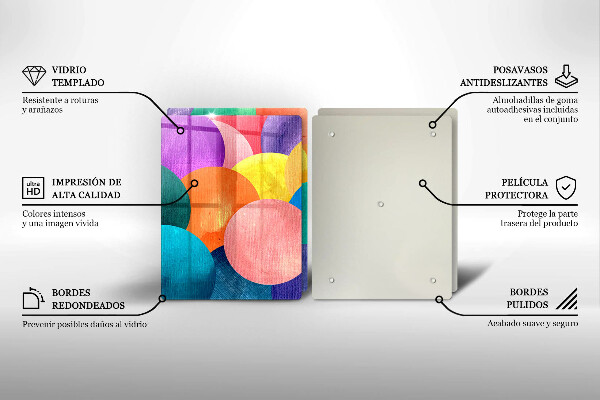 Skleněná krájecí deska Barevné kruhy