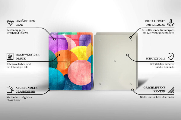 Skleněná krájecí deska Barevné kruhy